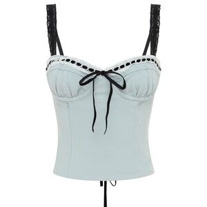 With Jean Ryder Top | Cute Corset- Baby Blue